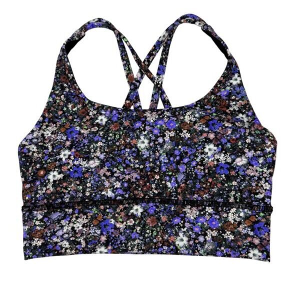 LULULEMON Energy Longline Bra Size 4 Medium Support B/C Cup Flower Burst Multi - Picture 4 of 7